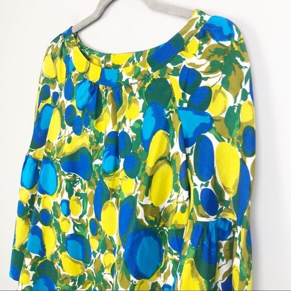 REBECCA TAYLOR | 100% Silk Bell Sleeve Lemon Fruit Print Blouse Women’s Size 8 - Picture 2 of 8